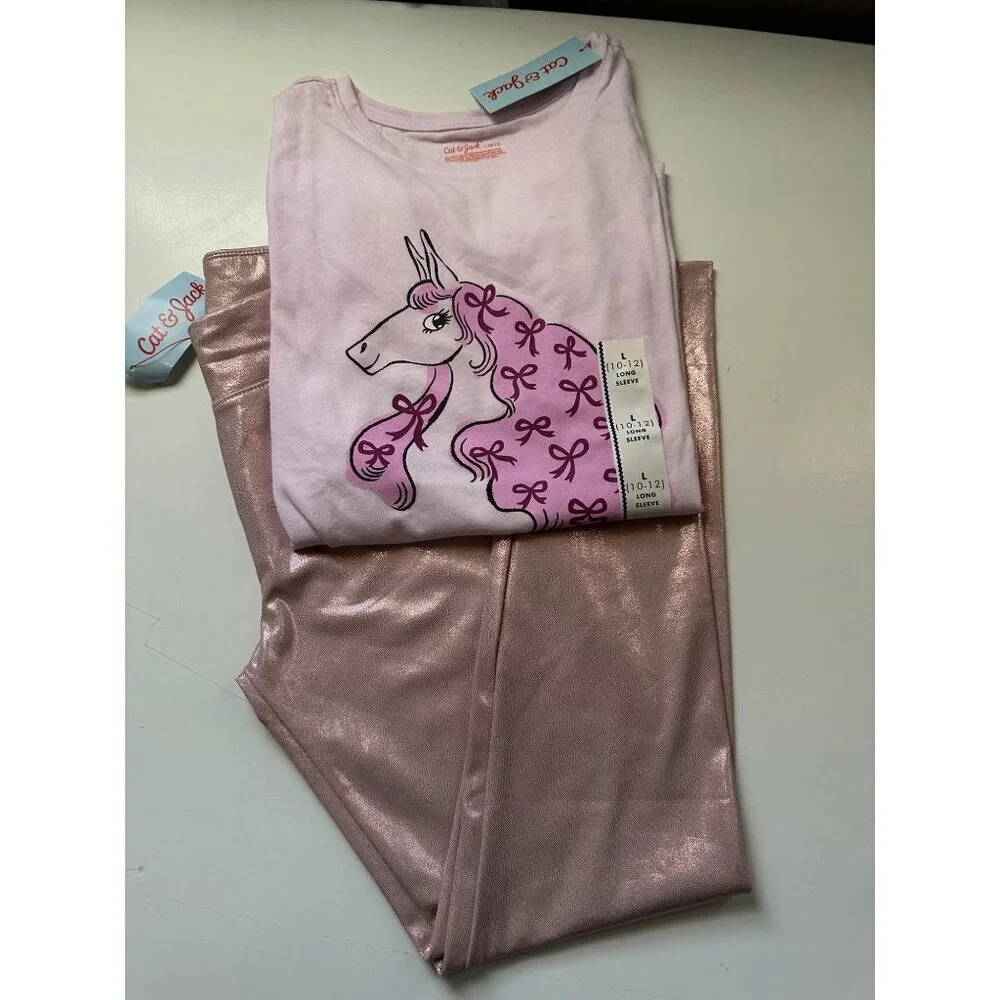Cat & Jack Girls Graphic Long Sleeve and Leggings Set size L (10/12) NWT